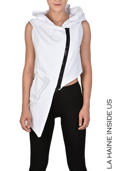 La Haine Inside Us ASYMMETRIC LADIES' VEST RIVIERA - LA HAINE INSIDE US - WHITE, M