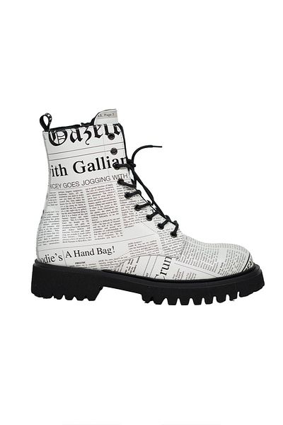 John Galliano CALF GAZETTE BOOTS - JOHN GALLIANO - WHITE, 42
