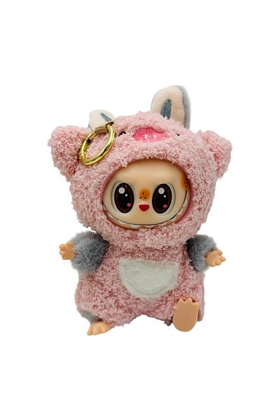 BaoBao Labubu plush pink 18cm – soft and adorable toy, dressed as a cute animal, BaoBao