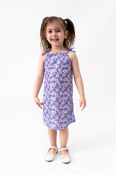 Burliva Yazlik Girl's Printed Dress with Rope Strap