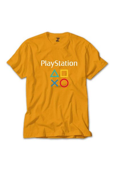 Z zepplin Κίτρινο μπλουζάκι Playstation Gamepad με γράμματα
