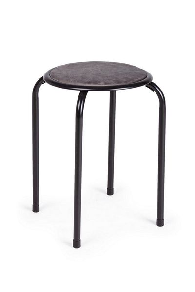 Bizzotto Scaun cu picioare din fier negru și șezut din catifea gri Amal 30x30x45 cm