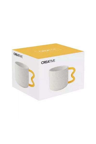 EasyLife Microwave and Dishwasher Safe Porcelain Coffee Mug White and Yellow 350ml