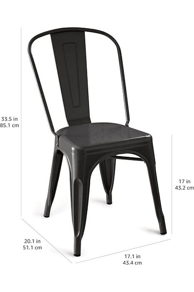 rexa Basics Metal Dining Chairs, Matte Black