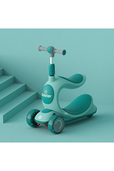 OEM Scooter with seat, LED wheels and height-adjustable handlebar, green