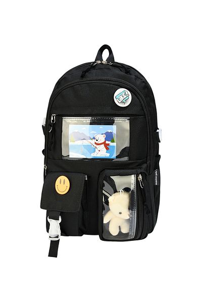 SippoTrade Kawaii Korean Style School Backpack with Accessories and Teddy Bear