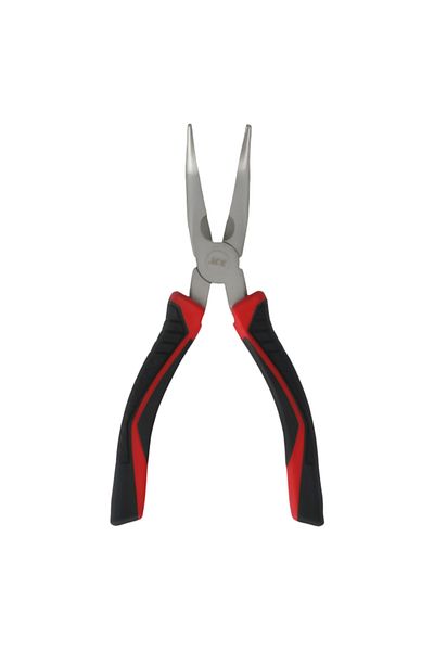 ACE Chrome Vanadium Steel Cushioned TPR Grip Bent Nose Plier Black and Red 8inch