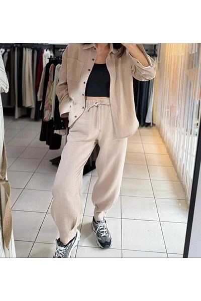 Valarmour 100% Cotton Muslin Pleated Trousers