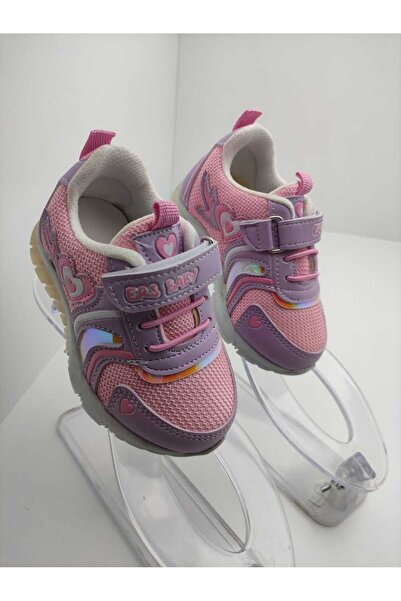 GİRGÖR ER-SA Baby Kalpli Desenli Işıklı Kız Çocuk Bebek Spor, Yürüyüş, Koşu Ayakkabısı