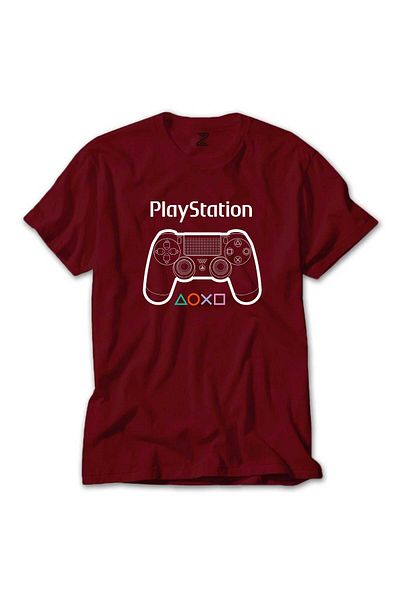 Z zepplin Κόκκινο μπλουζάκι με κείμενο Playstation Gamepad