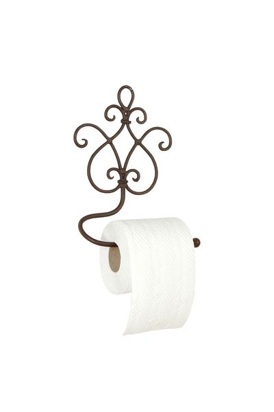 Clayre & Eef Brown wrought iron toilet paper holder Baroque 17x7x22 cm