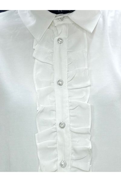 Mihra Ravessa Cupra Frilly Tunic-ZN4145 Λευκό