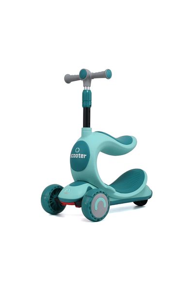 OEM Scooter with seat, LED wheels and height-adjustable handlebar, green
