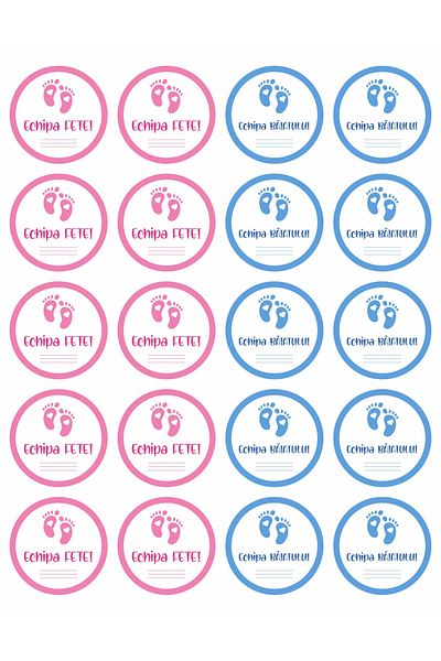 OEM Set of 32 stickers for Gender Reveal party - Team Boy Team Girl, diameter 4 cm