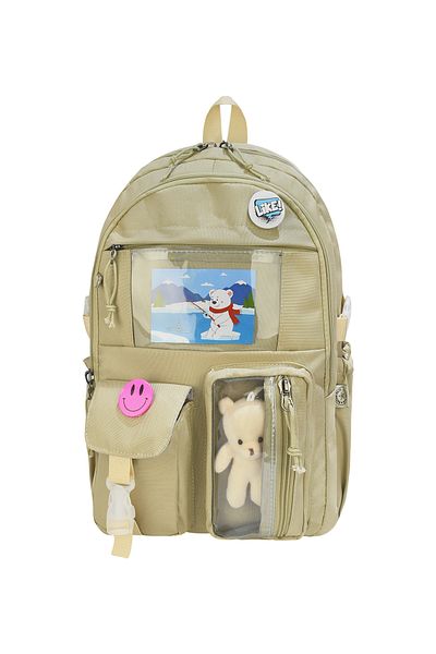 SippoTrade Kawaii Korean Style School Backpack with Accessories and Teddy Bear