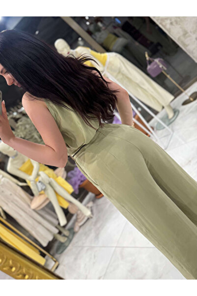 missswans Narmi Degaje Yaka Kolsuz Bluz Yağ Yeşili