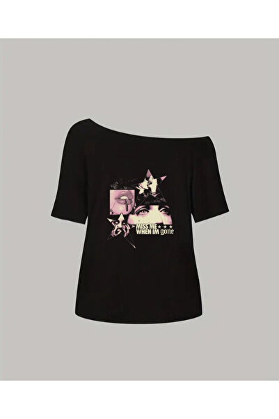 Keywest Tricou oversize 100% bumbac cu decolteu barcă Miss Me pentru femei