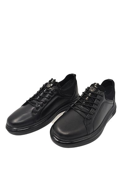 ALEHASANDRO 4259 Fixed Lacing Causal Leather Shoes Black