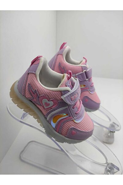 GİRGÖR ER-SA Baby Kalpli Desenli Işıklı Kız Çocuk Bebek Spor, Yürüyüş, Koşu Ayakkabısı
