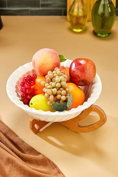 Sezka Life Daisy Wooden Stand Presentation Plate Serving Bowl Presentation Bowl
