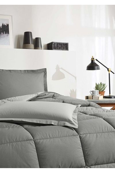 Özdilek Özdilek 100% Cotton (Sheet with Elastic) Single Bed Set-Colourist Silver Anthracite