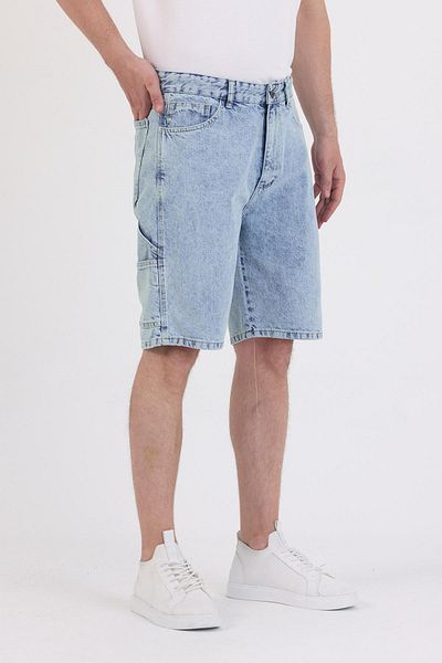 DAMGA JEANS Ανδρικό ψηλόμεσο Cargo Pocket Ice Blue φαρδύ τζιν σορτς