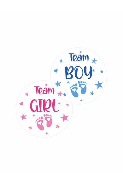 OEM Set of 16 stickers for Gender Reveal party - Team boy Team girl, diameter 9 cm, model 2
