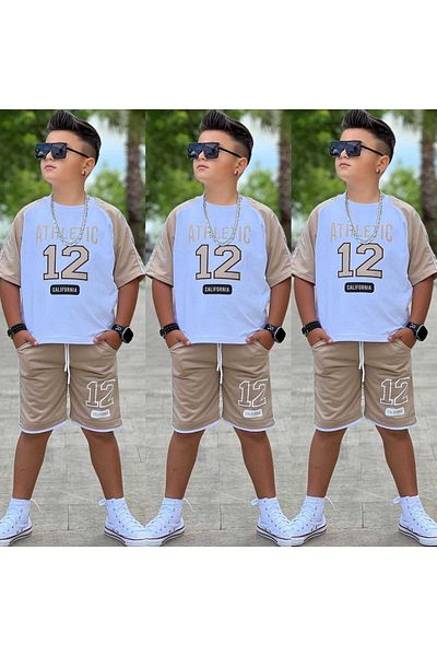 MUMİKİDS Boys Summer T-Shirt - Shorts Bottom Top Set with Pockets