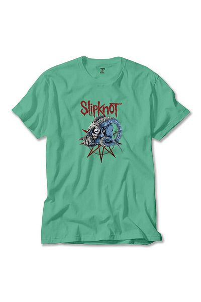 Z zepplin Slipknot Ram Head Green T-Shirt