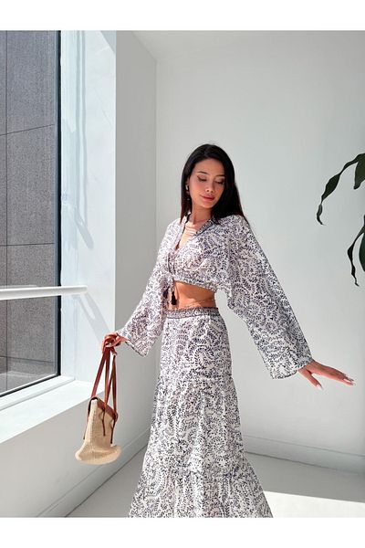 My Blog Patterned Tassel Detail Bohemian Skirt Set
