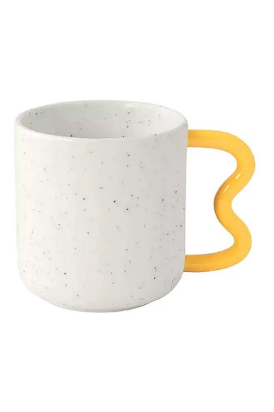 EasyLife Microwave and Dishwasher Safe Porcelain Coffee Mug White and Yellow 350ml