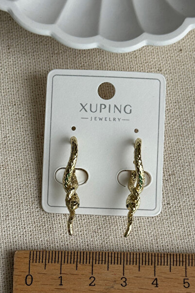 Modacaprea Xuping 14K Yılanlı Asimetrik Kadın Küpe – Kararmaz | Kadın Takı Xuping Küpe