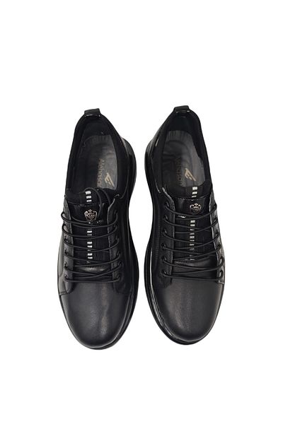 ALEHASANDRO 4259 Fixed Lacing Causal Leather Shoes Black