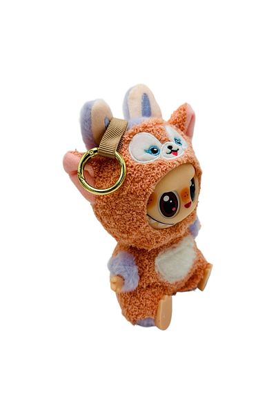 BaoBao Labubu orange plush 15cm – soft toy dressed as a cute animal, BaoBao
