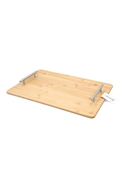 Bien Servi Rectangular Bamboo Serving Tray with Handle Natural
