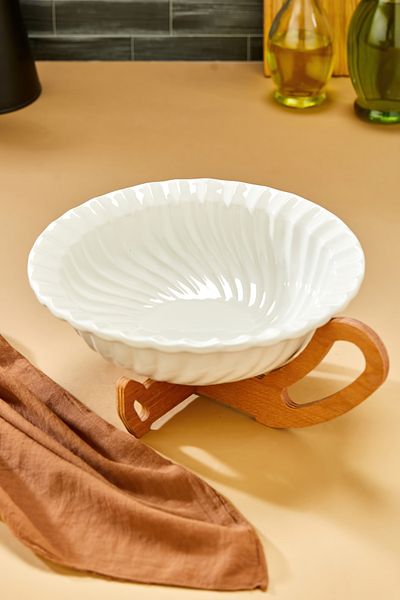 Sezka Life Daisy Wooden Stand Presentation Plate Serving Bowl Presentation Bowl