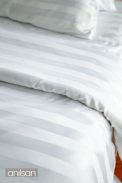 Anılsan Striped Single Fitted Sheet Duvet Cover Set 100% Cotton 1 Pillowcase, 83Tel