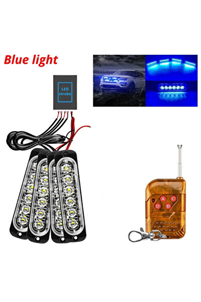 choice2 ضوء تحذيري لاسلكي أزرق اللون، مزود بـ 24 مصباح LED، يعمل بجهد 12-24 ف...