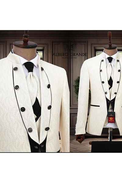 OEM 5-piece, Slim Fit, Tunic Collar Formal Suit