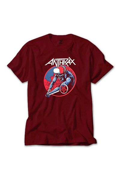 Z zepplin Κόκκινο μπλουζάκι Anthrax Pentagram