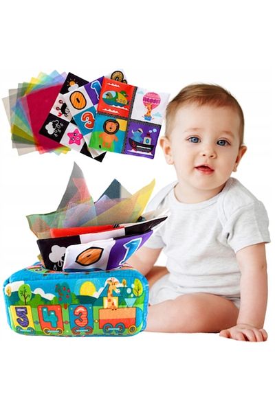 indiggo Cutie senzorială cu șervețele Montessori pentru bebeluși BlueTrainBox