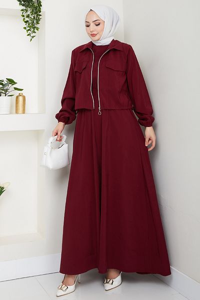 InStyle Rochie cu fermoar cu jachetă Bordeaux