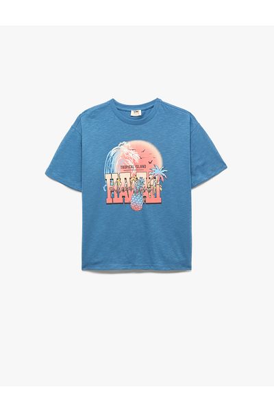 Koton Tricou imprimat cu mânecă scurtă, cu decolteu, din bumbac