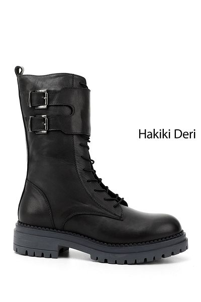 GÖNDERİ(R) Women / Girls Gray Zippered Genuine Leather Boots