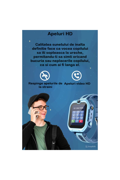 Smart Vibe Smartwatch for Kids GPS Tracker MiniWATCH® eKiD15 4G Video Call, Receive/Make Call, Blue