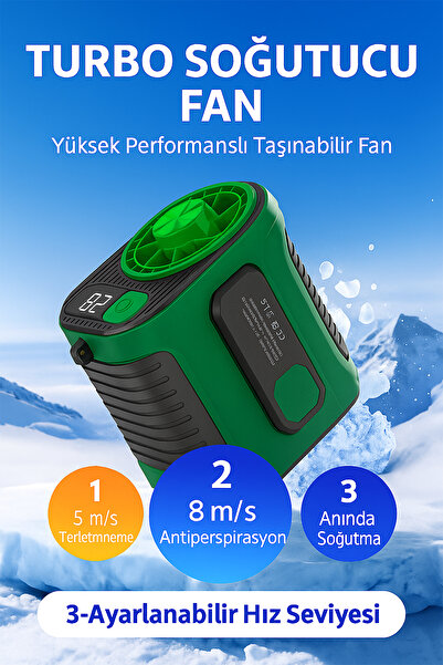 TECHNOMEN Turbo Soğutucu Mini Fan Lambalı Şarjlı 3 Kademeli Hız Yüksek Performanslı Taşınabilir Klima Fanı
