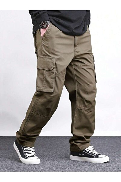 WKM بنطلون جبردين فضفاض بجيب كارجو للرجال