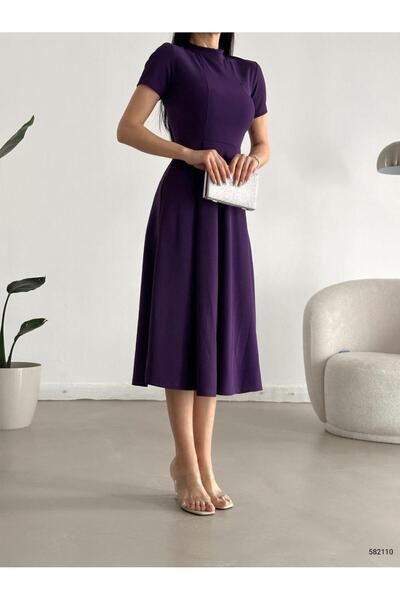 Modafeminen Rochie lungă din țesătură creponată cu mâneci scurte și buzunare ...