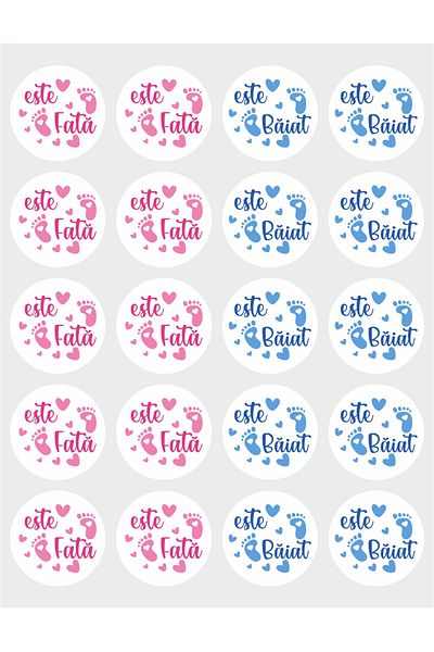 OEM Set of 20 stickers for Gender Reveal party - It's a boy It's a girl, diameter 7 cm, model 3