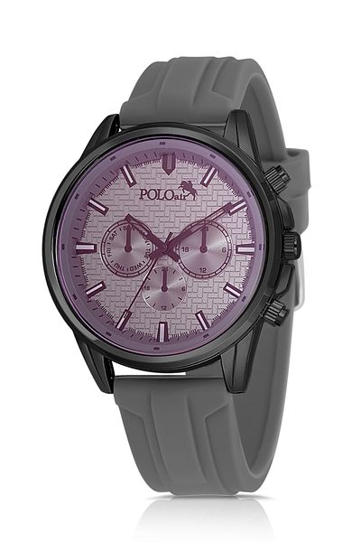 Polo Air Silicone Cord Color Glass Men's Wrist Watch Gray Black Color Pl-0986E3X